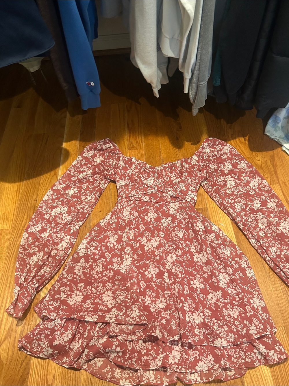 wild fable dusty rose floral smocked mini dress